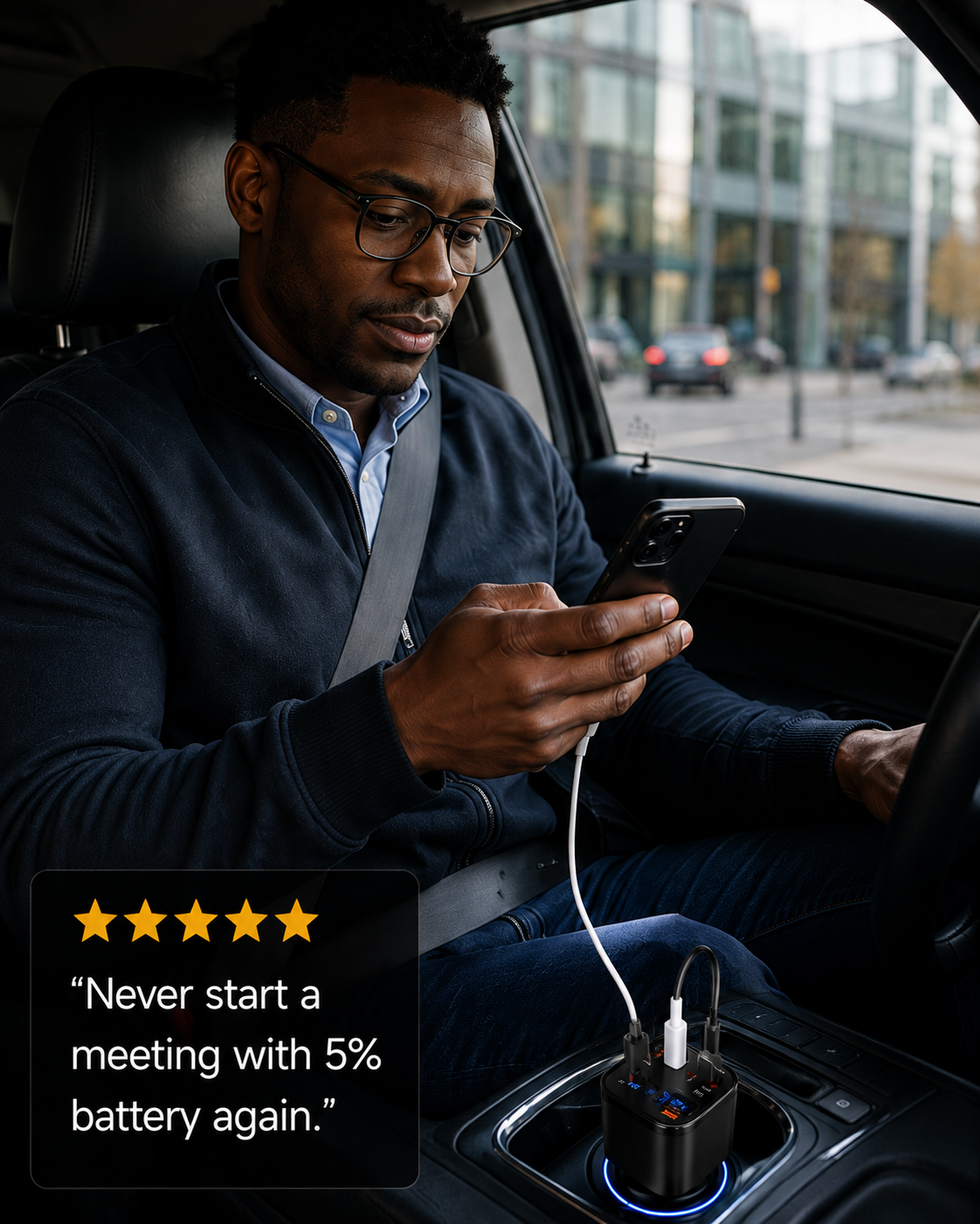 TIKTOK SHOP Retractable Car Charger, 4 in 1 Fast Car Phone Charger 66W, Retractable Cables and USB Car Charger,Compatible with Iphone 15/14/13/12/11,Galaxy,Pixel
