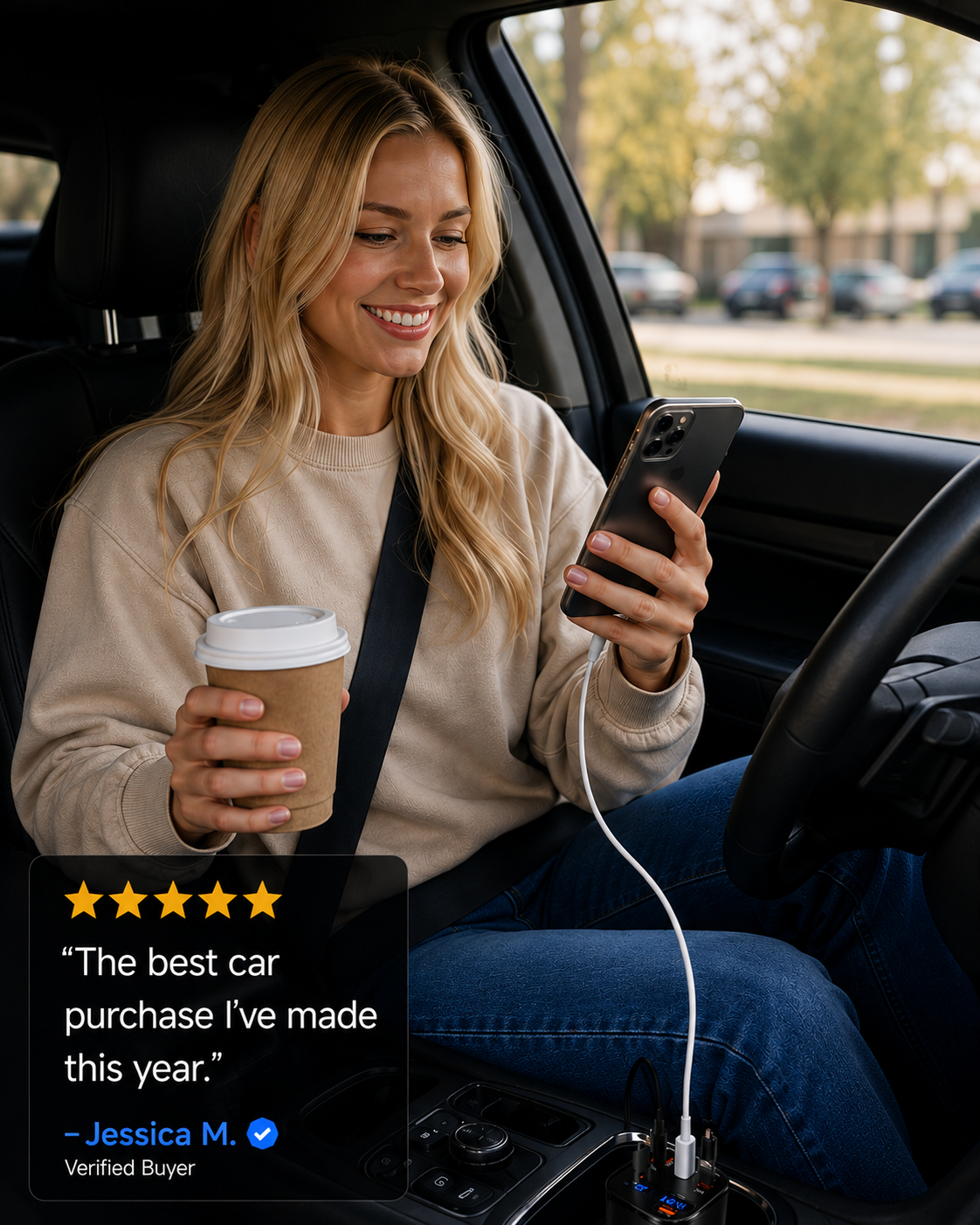 TIKTOK SHOP Retractable Car Charger, 4 in 1 Fast Car Phone Charger 66W, Retractable Cables and USB Car Charger,Compatible with Iphone 15/14/13/12/11,Galaxy,Pixel